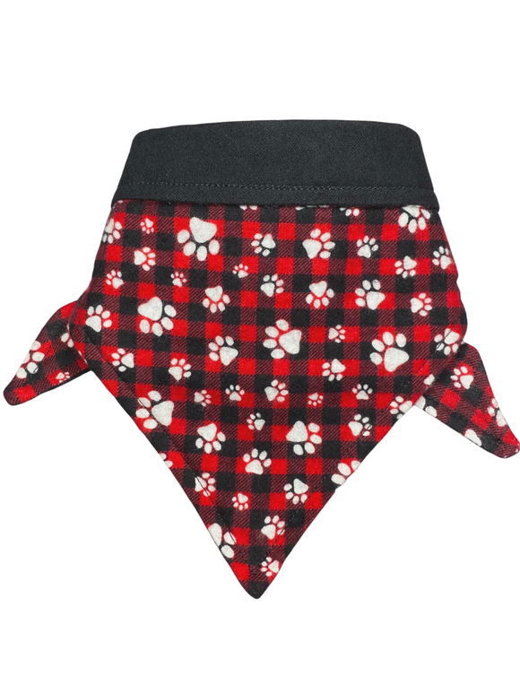 Red and Black Paw Print Flannel